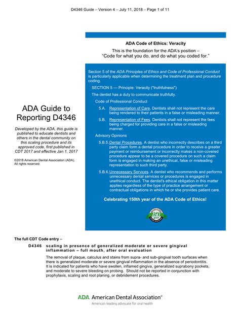 ADA Guide to Reporting D4346.